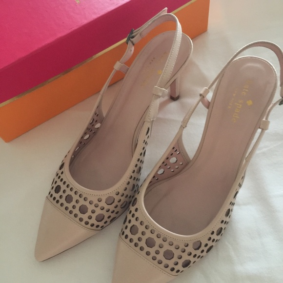 Kate Spade Jaleesa Nude Kitten Slingback Heels 8.5 - Picture 3 of 4